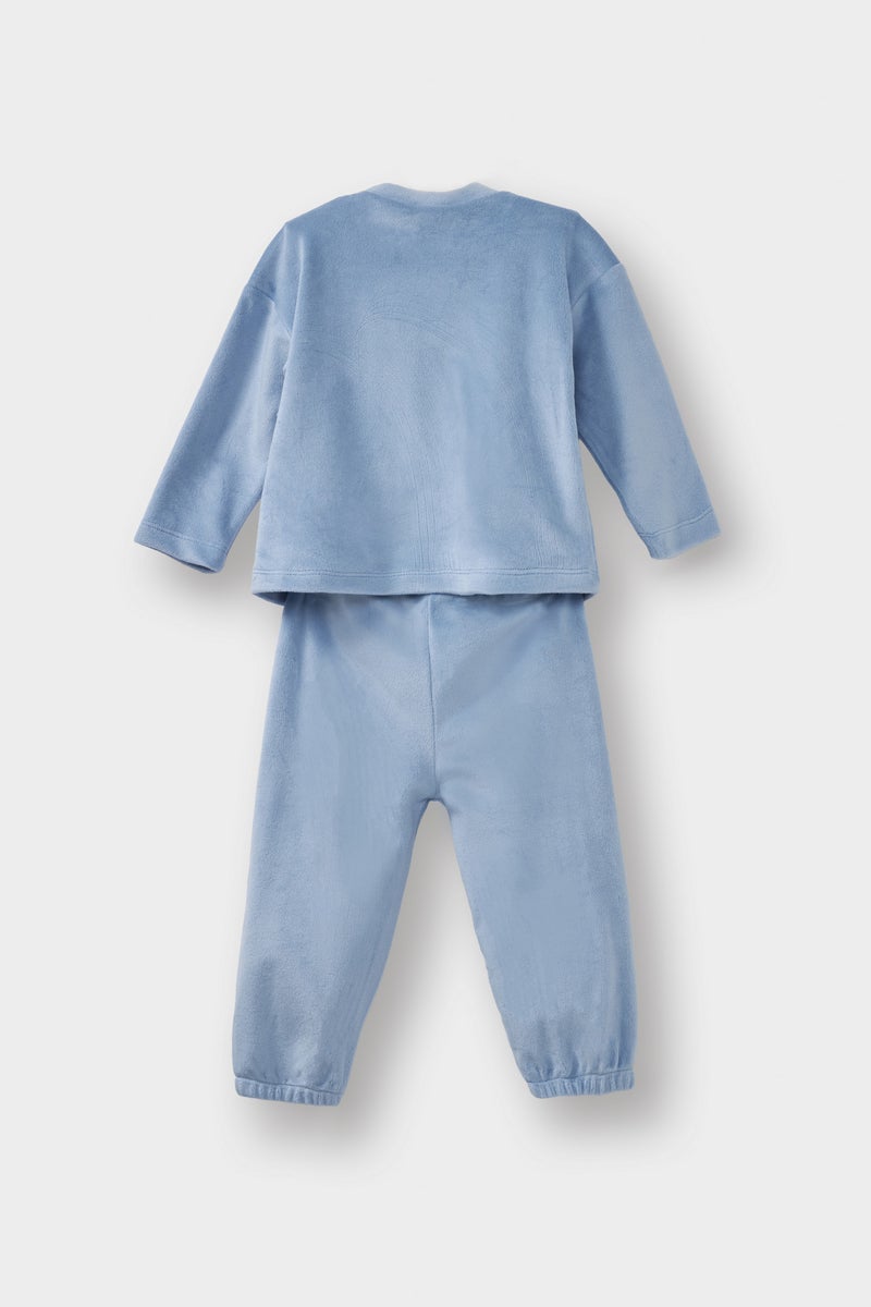 ديفاكتو طقم بيجاما بيبي اولادي قطيفة قصة عادية بطبعة ديناصور - قطعتين - Image 4